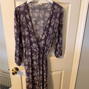 Floral Wrap Dress in Purple and White